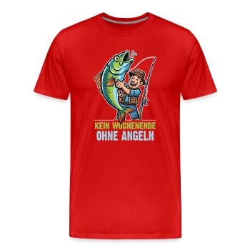 Kein Wochenende ohne Angeln Lustiger Spruch - Männer Premium Bio T-Shirt - Rot - Vorne - Damien (186cm)