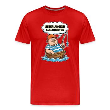 Better fishing than working Funny saying - Men's Premium Organic T-Shirt - red - Front - Damien (186cm)