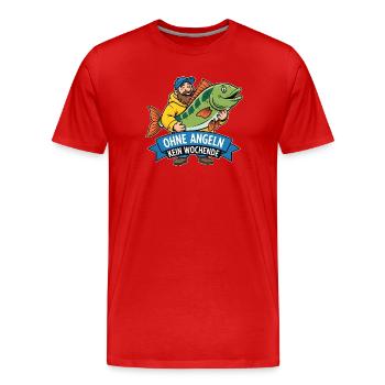 Pas de week-end sans pêche Drôle de dicton - T-shirt bio Premium Homme - rouge - Devant - Damien (186cm)