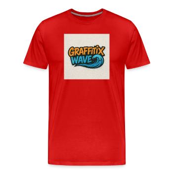 Graffitix Wave Graffiti Logo - T-shirt bio Premium Homme - rouge - Devant - Damien (186cm)