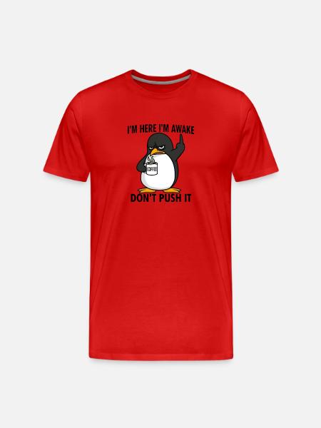 Funny Penguin Coffee Early Bird Saying - Men's Premium Organic T-Shirt - red