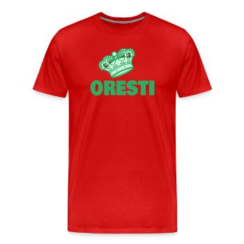 Geschenk für Oresti - Männer Premium Bio T-Shirt - Rot - Vorne - Damien (186cm)