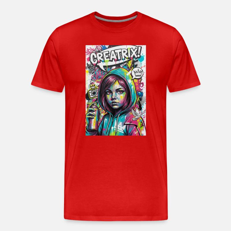 Farbexplosion Graffiti Heldin - Männer Premium Bio T-Shirt - Rot