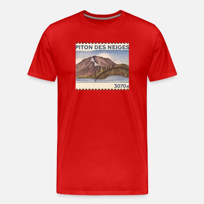 Timbre Piton des Neiges - T-shirt bio Premium Homme - rouge