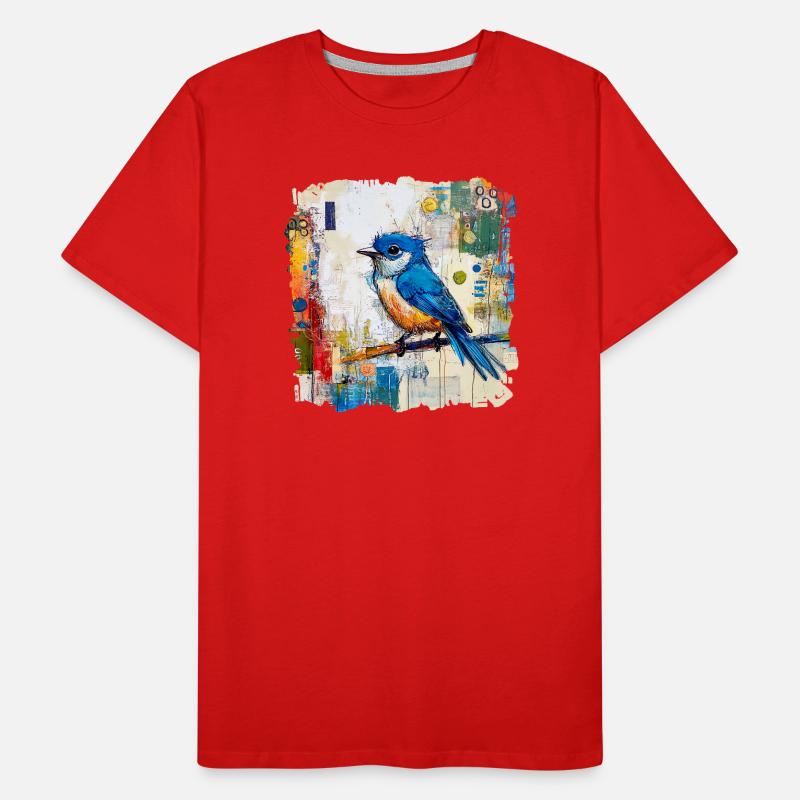 Blauer Vogel im abstrakten Farbmeer Männer Premium Bio T-Shirt