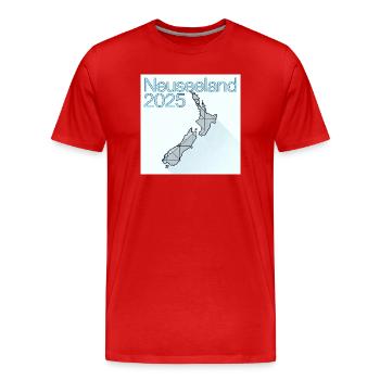 Carte géométrique de la Nouvelle-Zélande 2025 - T-shirt bio Premium Homme - rouge - Devant - Damien (186cm)