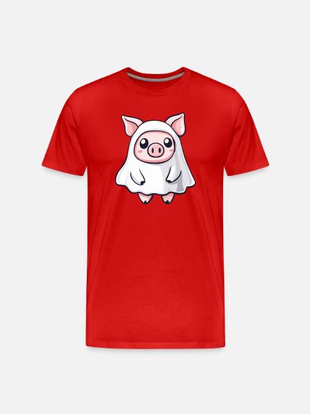 Pig Halloween Ghost - Men's Premium Organic T-Shirt - red