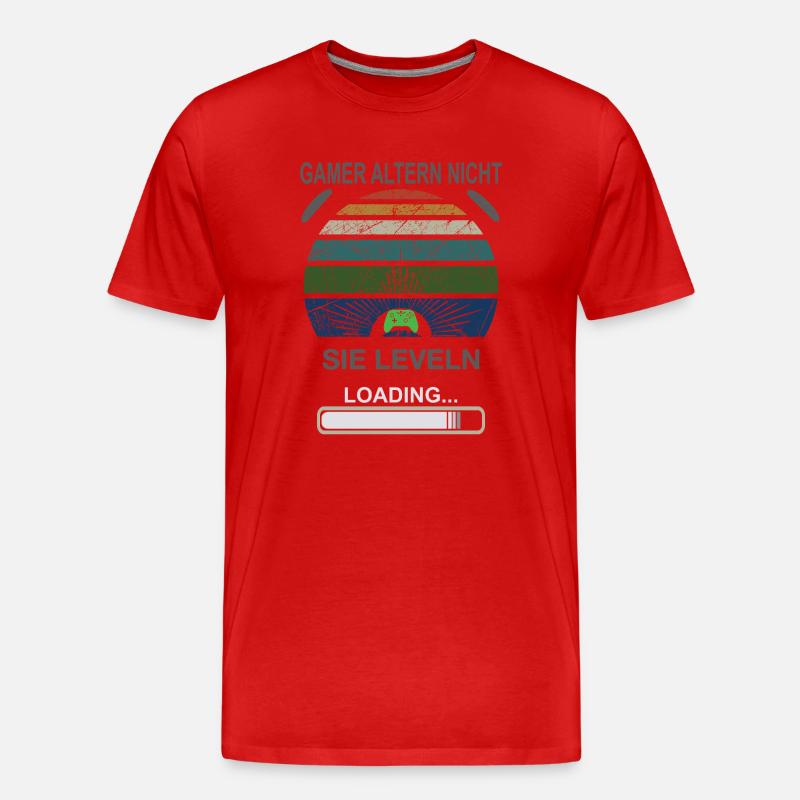 Gamer Leveln Loading Retro Sonnenburst - Männer Premium Bio T-Shirt - Rot