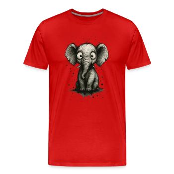 Funny elephant with big ears – comic strip splash - Men's Premium Organic T-Shirt - red - Front - Damien (186cm)