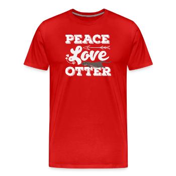 Seeotter Cartoon Frieden Liebe - Männer Premium Bio T-Shirt - Rot - Vorne - Damien (186cm)