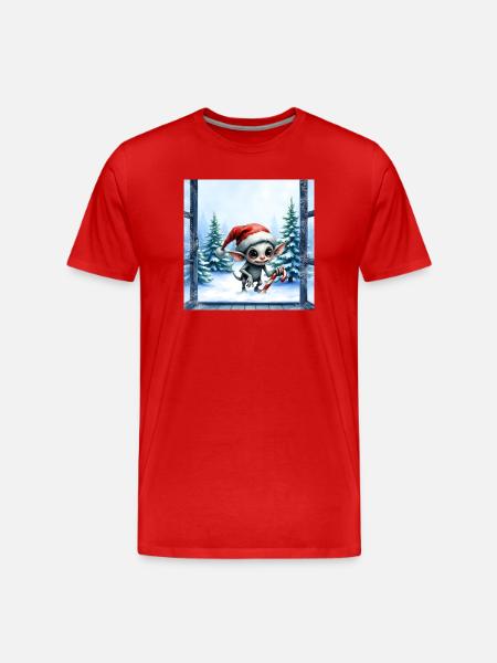 Christmas Elf Hat - Men's Premium Organic T-Shirt - red
