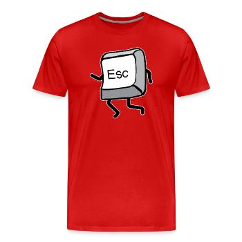 Cartoon Movement Esc Key - Men's Premium Organic T-Shirt - red - Front - Damien (186cm)