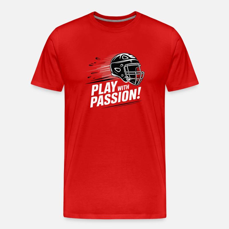 Play With Passion Helm - Männer Premium Bio T-Shirt - Rot