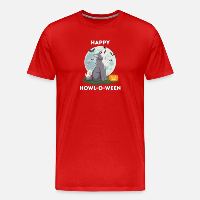 Funny Halloween – Howl-o-ween Wolf - Men's Premium Organic T-Shirt - red