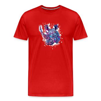 Nashorn Rhino Farbklecks - Männer Premium Bio T-Shirt - Rot - Vorne - Damien (186cm)