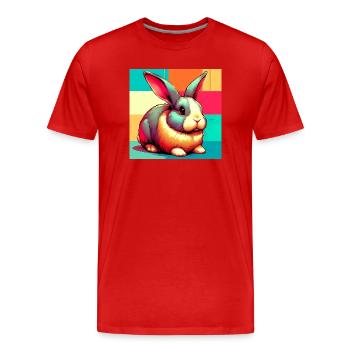 rabbit - Men's Premium Organic T-Shirt - red - Front - Damien (186cm)