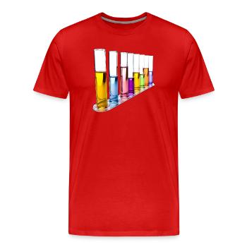Regenbogen Reagenzgläser Muster - Männer Premium Bio T-Shirt - Rot - Vorne - Damien (186cm)