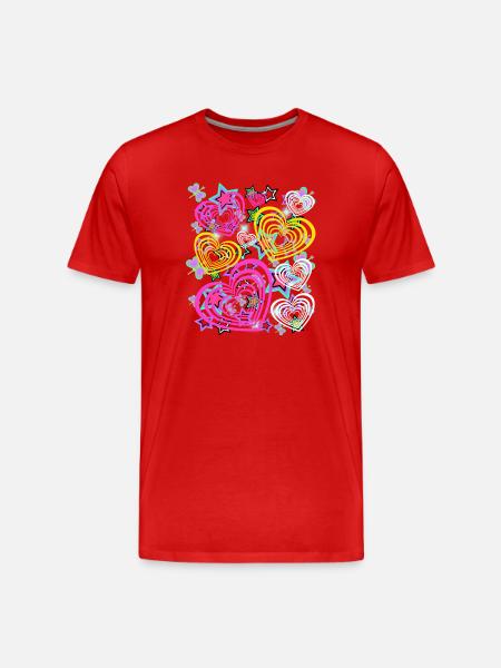 Retro Heart Hearts - Men's Premium Organic T-Shirt - red