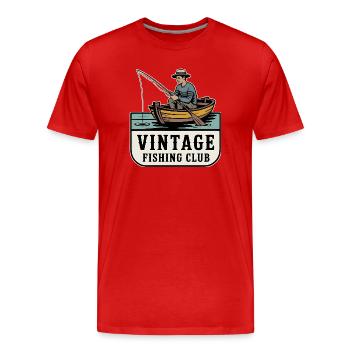 Retro Angler Motif - Men's Premium Organic T-Shirt - red - Front - Damien (186cm)