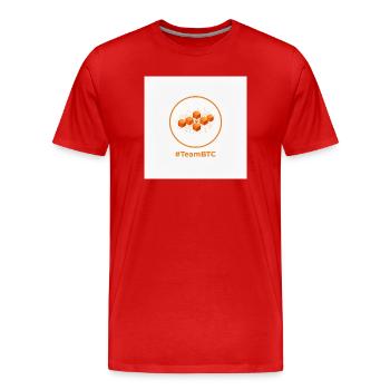 TeamBTC Blockchain Cubes - Männer Premium Bio T-Shirt - Rot - Vorne - Damien (186cm)