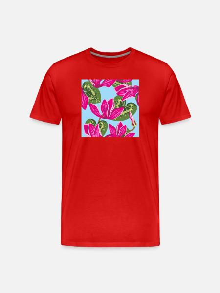 Bright pattern with cyclamen flowers - Men's Premium Organic T-Shirt - red