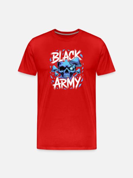 Blauer Schädel Armee Pilze - Männer Premium Bio T-Shirt - Rot