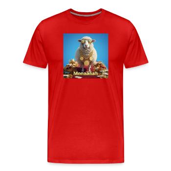 Bling Schaf mit Münzketten - Männer Premium Bio T-Shirt - Rot - Vorne - Damien (186cm)