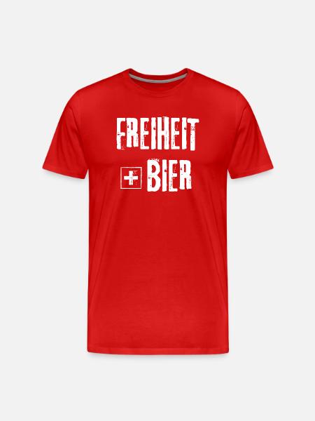 FREEDOM + BEER GRUNGE ROCK GRAFFITI DESIGN - Men's Premium Organic T-Shirt - red