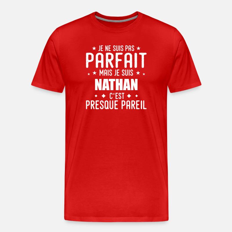 Nathan: authentisch, unvollkommen, oben, Perfektion - Männer Premium Bio T-Shirt - Rot