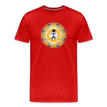 Cercle de soleil Mandala Contraste - T-shirt bio Premium Homme - rouge - Devant - Damien (186cm)