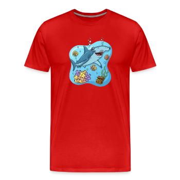 Hammerhai im Cartoon-Stil Im Ozean - Männer Premium Bio T-Shirt - Rot - Vorne - Damien (186cm)