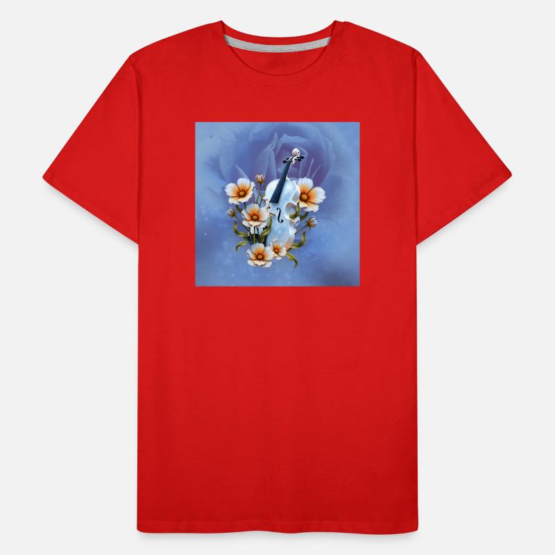 Celeste Violin with Flowers Men's Premium Organic T-Shirt