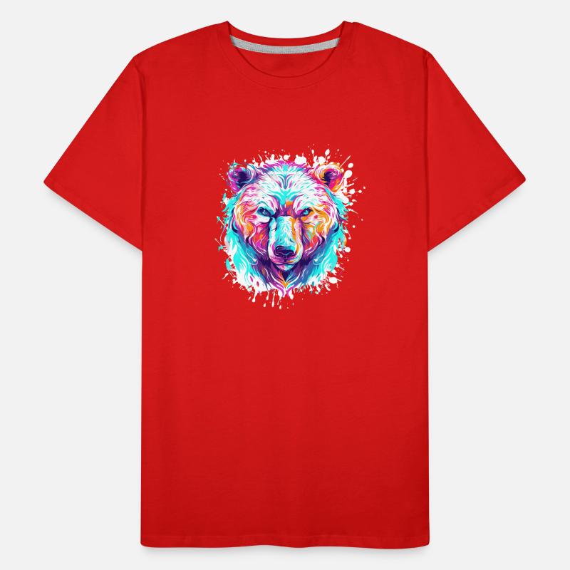 Tête d’ours Pop Art Éclaboussures T-shirt bio Premium Homme