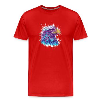 Peinture à l’aquarelle colorée tête d’aigle - T-shirt bio Premium Homme - rouge - Devant - Damien (186cm)