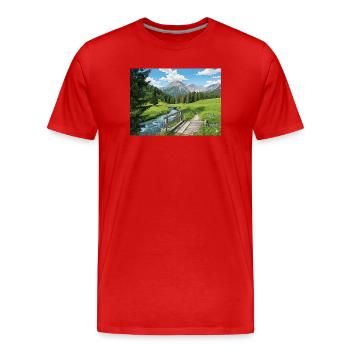 Panorama des sentiers fluviaux alpins - T-shirt bio Premium Homme - rouge - Devant - Damien (186cm)