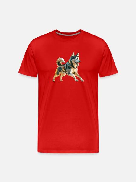 Siberian Husky - Cool Low Poly  Logo - Men's Premium Organic T-Shirt - red