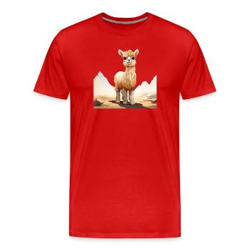 Alpaca in the sunlight - Men's Premium Organic T-Shirt - red - Front - Damien (186cm)