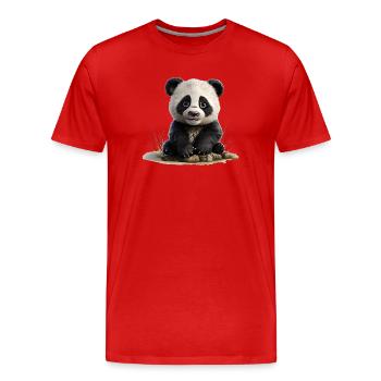 Panda Jungtier am Stein - Männer Premium Bio T-Shirt - Rot - Vorne - Damien (186cm)