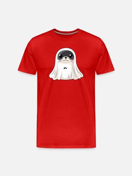 Robbe Tier Halloween Geist - Männer Premium Bio T-Shirt - Rot
