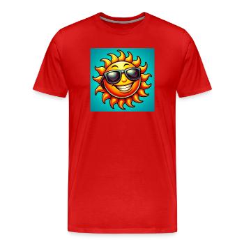 Sonne - Männer Premium Bio T-Shirt - Rot - Vorne - Damien (186cm)