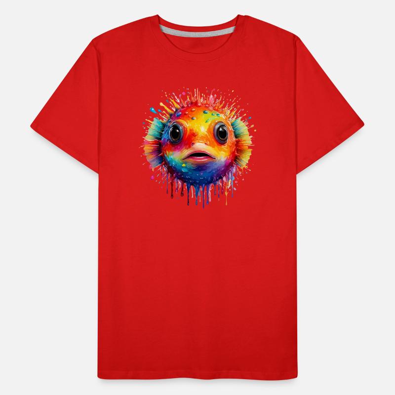 Farbexplosion Pufferfisch Kunstdruck Männer Premium Bio T-Shirt