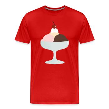 Sundae Trio Delight - Men's Premium Organic T-Shirt - red - Front - Damien (186cm)