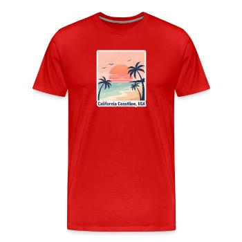 Kalifornische Küstensonne - Männer Premium Bio T-Shirt - Rot - Vorne - Damien (186cm)