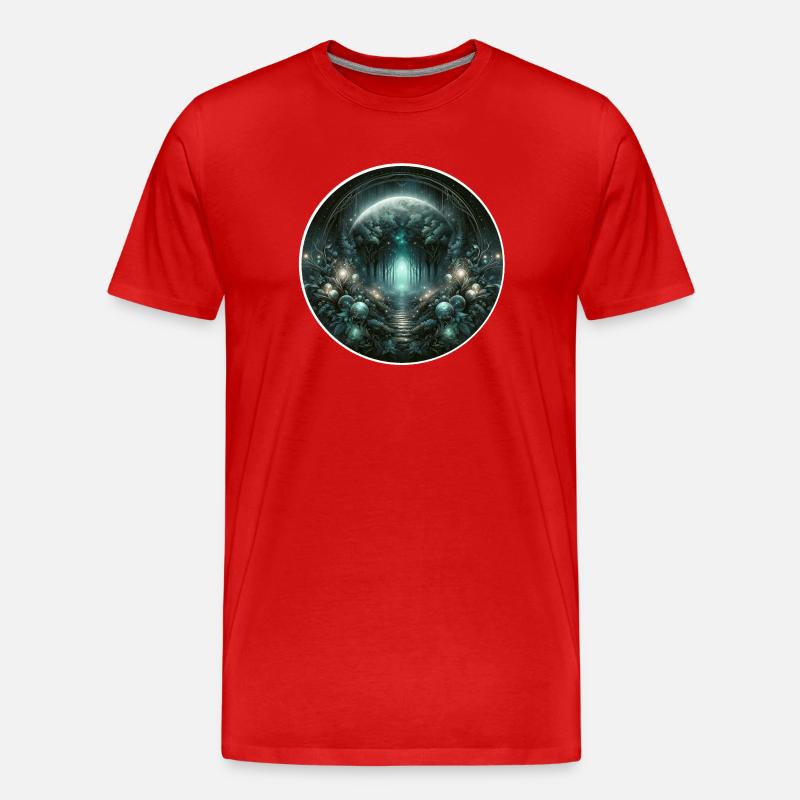 Circular Lunar Forest - Men's Premium Organic T-Shirt - red