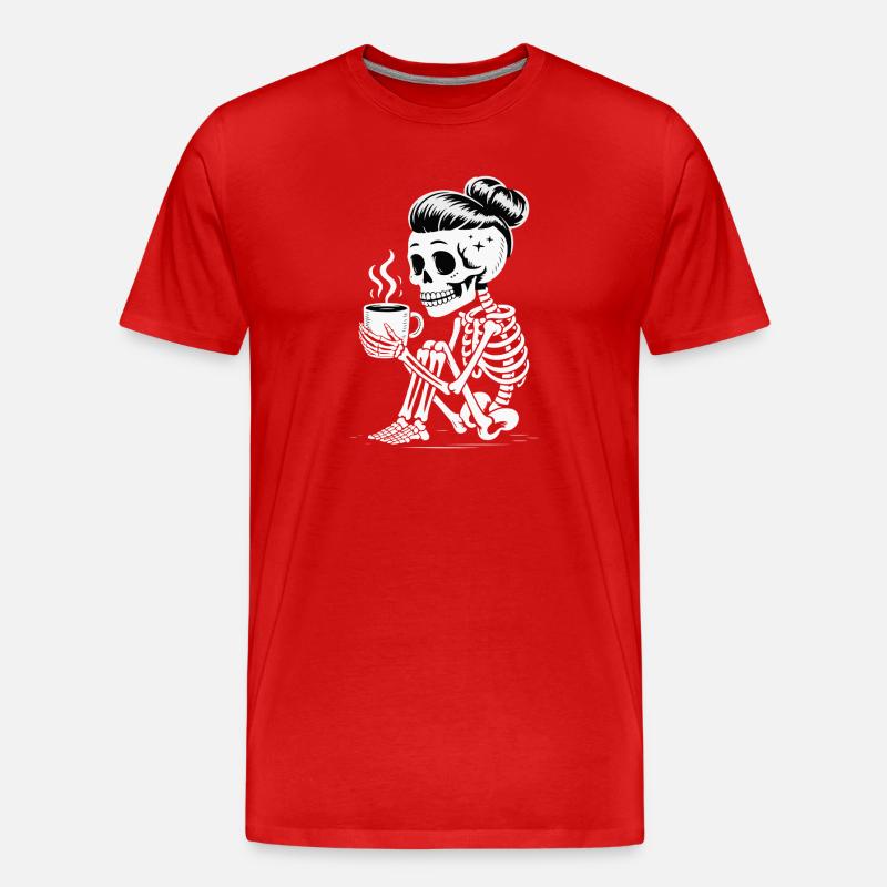 Skelett Sipper Kaffee - Männer Premium Bio T-Shirt - Rot