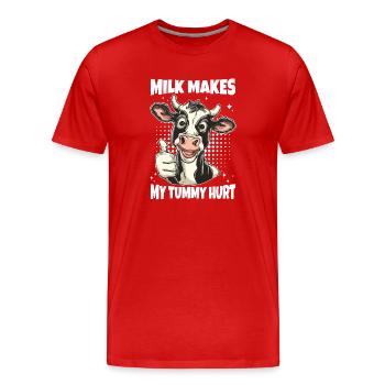 Dicton de vache intolérante au lactose - T-shirt bio Premium Homme - rouge - Devant - Damien (186cm)