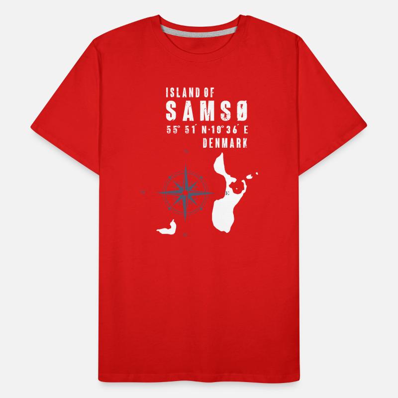 Samsø Samsoe Island Outline Boussole T-shirt bio Premium Homme