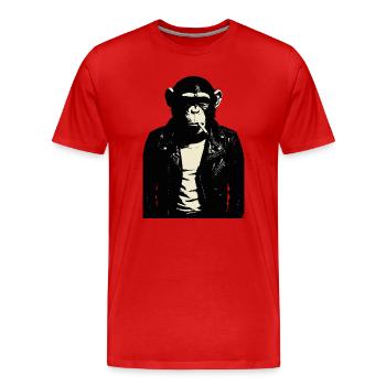 Monkey Punk Rocker Rebel portrait - Men's Premium Organic T-Shirt - red - Front - Damien (186cm)
