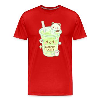 Matcha Latte Panda - Männer Premium Bio T-Shirt - Rot - Vorne - Damien (186cm)