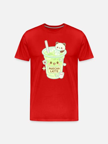Matcha Latte Panda - Men's Premium Organic T-Shirt - red